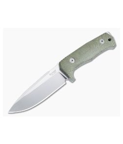 LionSteel T5 Fixed Blade Green Monolithic Micarta Satin Niolox Drop Point 