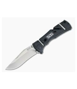 SOG Trident Elite Clip Point Satin AUS-8 Black GRN Piston Lock Assisted Folder TF101-BX