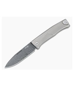 LionSteel Thrill Stainless Damascus Gray Titanium H.WAYL Hidden Clip Integral Slip Joint Folder