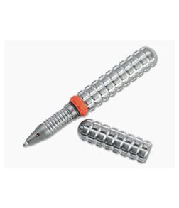 Audacious Concept Tenax Pen Orange Ring Stonewashed Titanium EDC Ink Pen TNX-TIT-STW-ORG