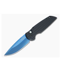 Protech Tactical Response 3 Satin Sapphire Blue PVD Grooved Black Automatic Knife TR-3-SB