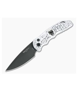 Protech Knives TR-5 Silver Barbed Wire and Brick Skull LTD Edition Black DLC S35VN Automatic TR-5.62