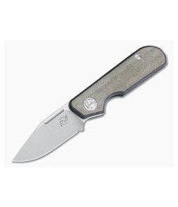 Liong Mah Design Traveler Clip Point Green Micarta M390 Slip Joint