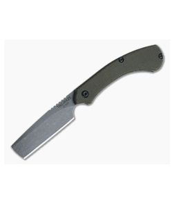 TOPS Tac-Raze 2 Straight Razor Green Canvas Micarta Friction Folding Knife TRAZ-02