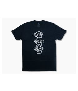 Audacious Concept Three Wise Monkeys Logo 100% Cotton Dark Blue T-Shirt Large