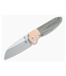 Kizer Vanguard Deviant Two-tone M390 Copper Bolstered Green Micarta Liner Lock Folder V3575A1