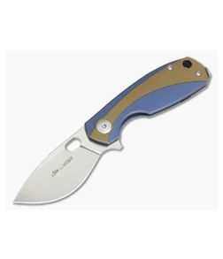 Viper Lille Satin M390 Blue Titanium Liner Lock Flipper Bronze Anodized Overlay V5962BLBR