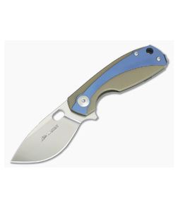 Viper Lille Satin M390 Bronze Titanium Liner Lock Flipper Blue Anodized Overlay V5962BRBL