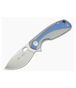 Viper Lille Satin M390 Titanium Liner Lock Flipper Blue Anodized Overlay V5962TIBL