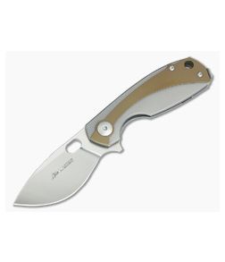 Viper Lille Satin M390 Titanium Liner Lock Flipper Bronze Anodized Overlay V5962TIBR