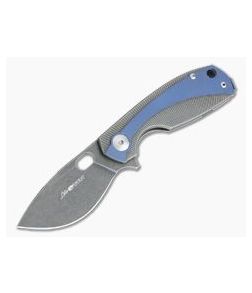 Viper Lille Black Stonewashed M390 Titanium Liner Lock Flipper Blue Anodized Overlay V5963TIBL