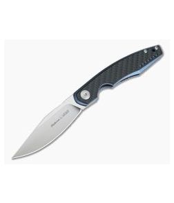 Viper Belone Satin M390 Blue Titanium Liner Lock Flipper Carbon Fiber Overlay V5970BLFC