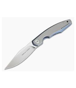 Viper Belone Satin M390 Blue Titanium Liner Lock Flipper Stonewashed Overlay V5970BLTI