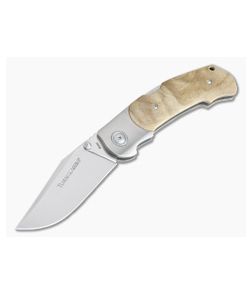 Viper Turn Bolstered Flamed Poplar Wood Satin M390 Advanced Back Lock Folder V5986PI