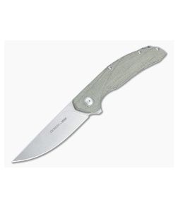 Viper x Anso Orso 2 Flipper Stonewashed LO-QPM 20-4 Green Micarta Titanium Folder V5998CG