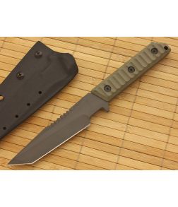 Strider VB Tanto Black w/Spine Serrations Green G10 PSF27