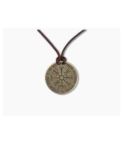 Shire Post Mint Vegvisir Norse Compass Bronze and Leather Necklace