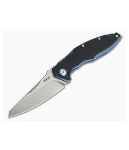 MKM Mikita Burnley Raut M390 Blue Titanium Frame Lock Front Flipper Black G10 VP01-GF-BK