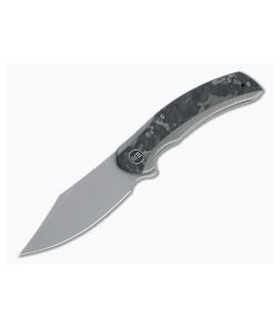 WE Knives Snick Gray Stonewashed 20CV Marbled Carbon Fiber Inlaid Nested Frame Lock Flipper WE19022F-2