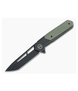 WE Knives Arsenal Ostap Hel Black Stonewashed 20CV OD Green G10 Frame Lock Flipper WE20073-2