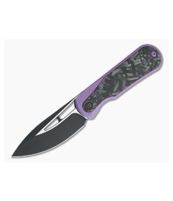 WE Knives x Hel Baloo Front Flipper Black Stonewashed 20CV Shred Carbon Fiber Purple Titanium Folder WE21033-3