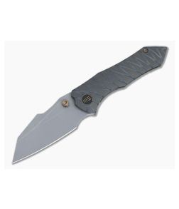 WE Knives High-Fin Gray Stonewashed 20CV Tiger Stripe Flamed Titanium Frame Lock Folder WE22005-4