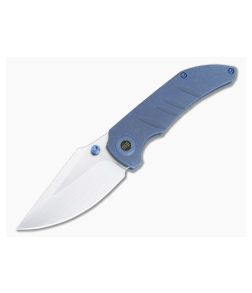 WE Knives Riff-Raff Frame Lock Blue Titanium Handles Satin 20CV Clip Point WE22020B-2