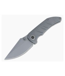 WE Knives Riff-Raff Frame Lock Gray Titanium Handles Stonewashed 20CV Clip Point WE22020B-3