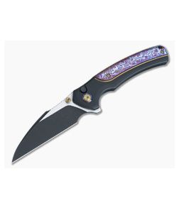 WE Ziffius Limited Edition Button Lock Flipper Two-Tone Black 20CV Flamed Ti Spacer Black Titanium WE22024D-1