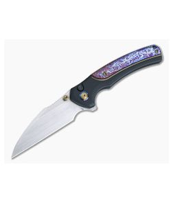 WE Ziffius Limited Edition Button Lock Flipper Hand Rubbed Satin 20CV Flamed Ti Spacer Black Titanium WE22024D-2