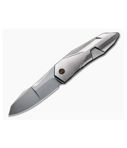 WE Knives Solid GTC Integral Flipper Polished Bead Blasted Titanium and Compound 20CV Blade WE22028-2