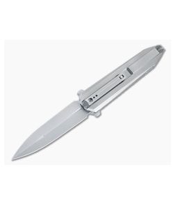 WE Diatomic Flipper Polished Bead Blasted Titanium Handle and 20CV S/E Dagger Blade 22032-2