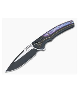WE Exciton Limited Edition Button Lock Flipper Two-Tone Black 20CV Flamed Ti Spacer Black Titanium WE22038A-4