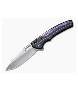 WE Exciton Limited Edition Button Lock Flipper Bead Blast 20CV Flamed Ti Spacer Black Titanium WE22038A-6