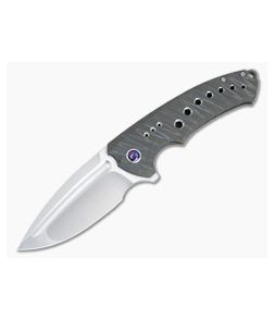 WE Knives Nexusia Frame Lock Flipper Flamed Titanium Handle Hand Polished Satin 20CV Drop Point Blade WE22044-3