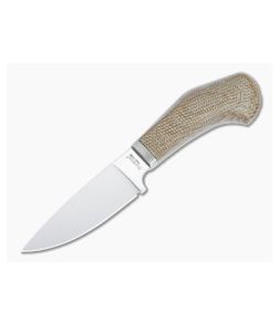 LionSteel Willy EDC Fixed Blade Natural Canvas Micarta Handle Satin M390 Drop Point WL1-CVN