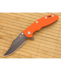 Hinderer Knives XM-18 3.5" DLC Bowie Flipper Orange Working Finish Frame