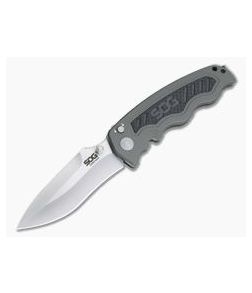 SOG Zoom Spear Point Satin S30V Carbon Fiber Inlaid Aluminum Button Lock Assisted Folder ZM1018-BX