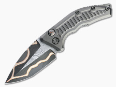 Heretic Custom Medusa Auto Bakers Forge Damascus Tanto