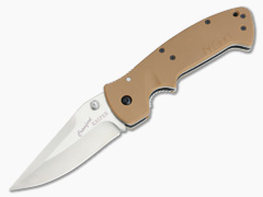CRKT Crawford Kasper Satin Plain Folder Desert Tan Zytel Handle 6773D