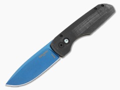 Protech Vero Synapse Auto - Blue Linen Micarta - Sapphire Blue PVD