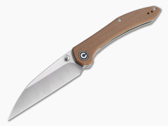 CIVIVI x Mallery Hadros Wharncliffe Satin Stainless Brown Micarta