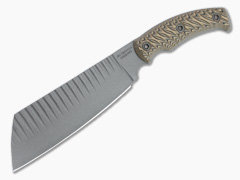 RMJ Tactical Da Choppa Tungsten Gray 80CrV2 Hyena Brown G10 Fixed
